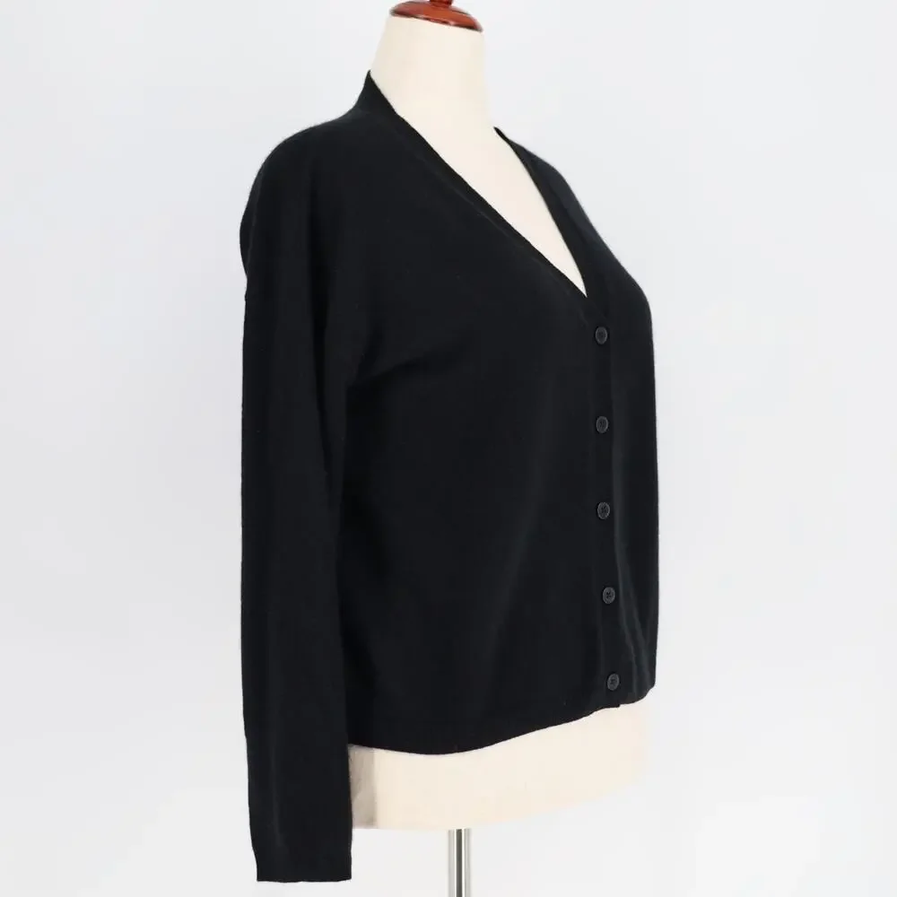 C by Bloomingdale's Women Black Cable Knit Cashmere V Neck Cardigan Size M - Picture 4 of 7